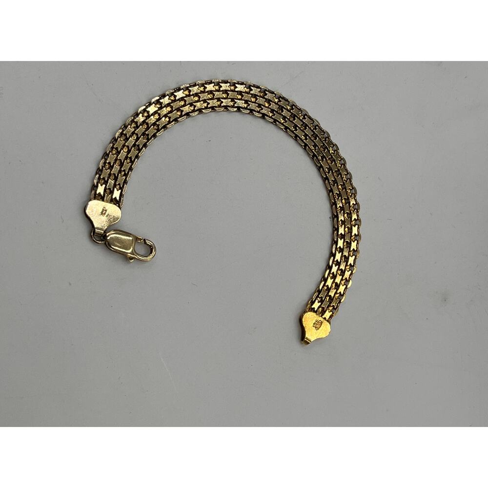 HCT Signed Italy Gold Sterling Silver Woven Braid Chain Bracelet 925 Vermeil - Picture 8 of 11